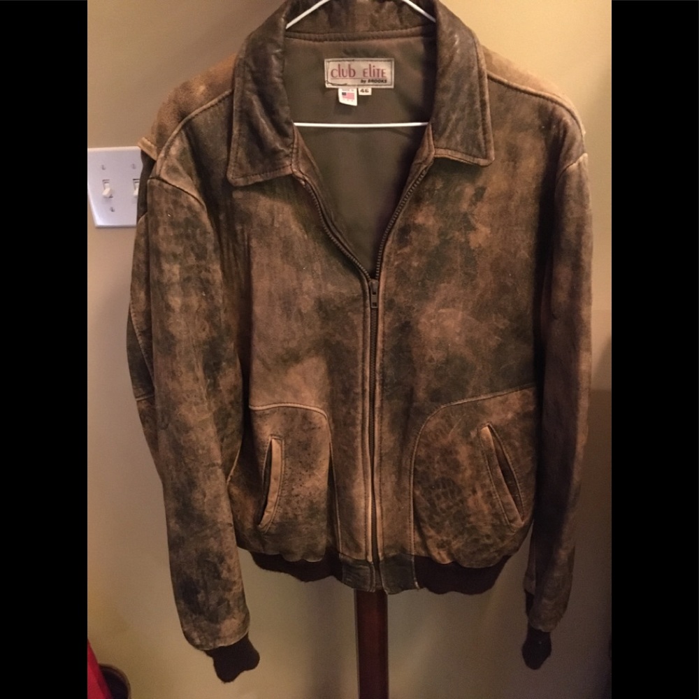 Vintage Leather Bomber Jacket by Brooks
